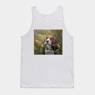 Beagle Dog in a Flower Garden Tank Top